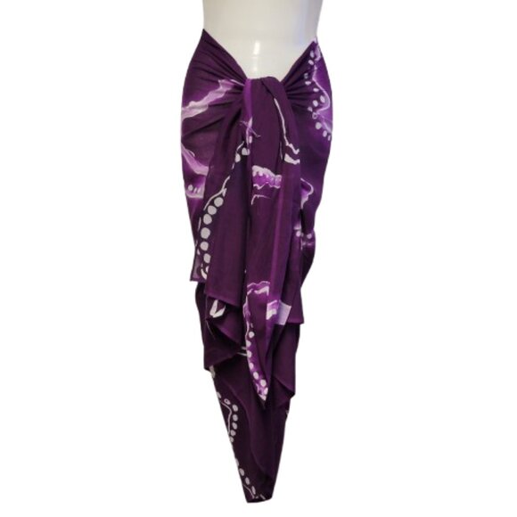 Womens Sarong Cotton Wrap, Handpainted Batik Wrapskirt Beach Pareo Beachwear-NEW - Picture 1 of 7